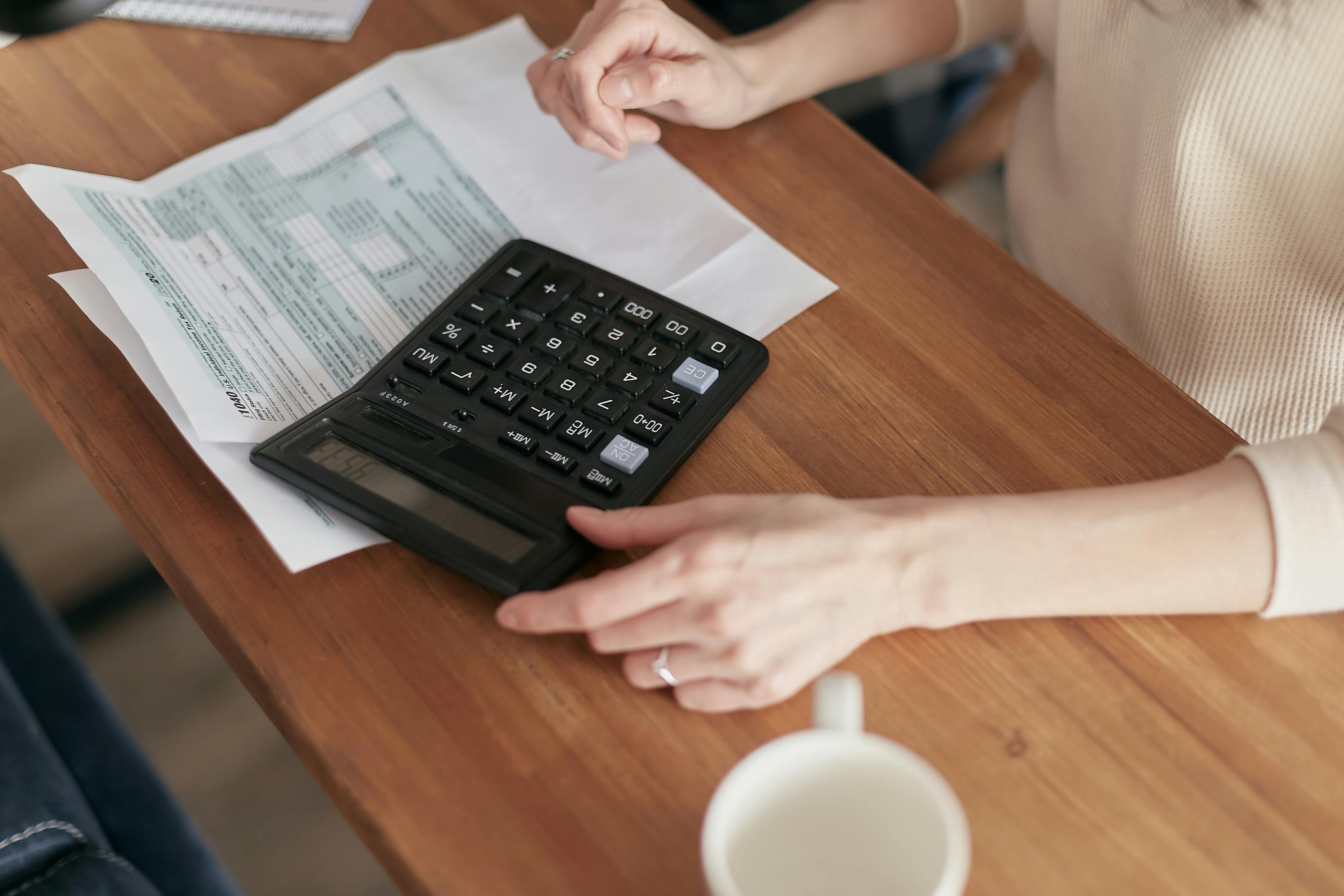 Woman filling up tax forms