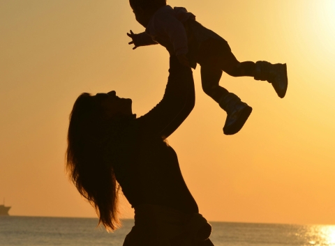 Mother holding baby