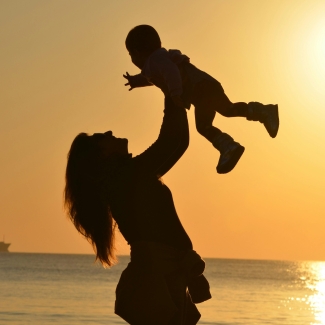 Mother holding baby