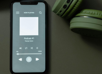 Image of a Phone with a podcast on