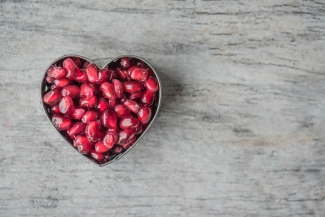 Image of Pomegranate in a heart shaped bowl